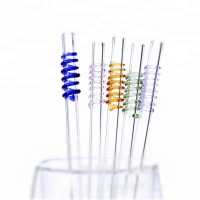 Heat resistant reusable Pyrex glass straws with cleaning brush