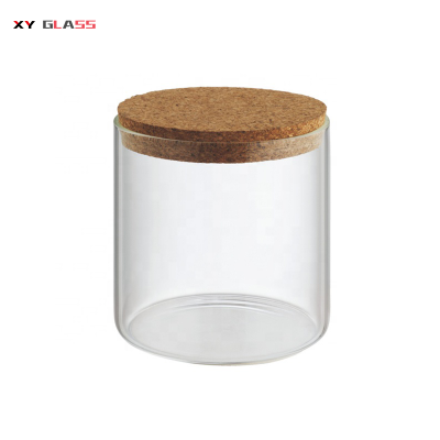 modern classical high borosilicate storage with cork lid glass jar