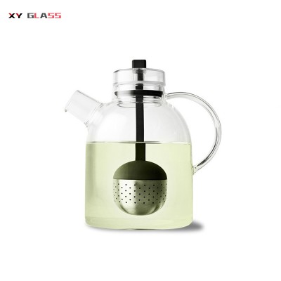 innovation with basket strainer for flowering tea heat resistant glass teapot