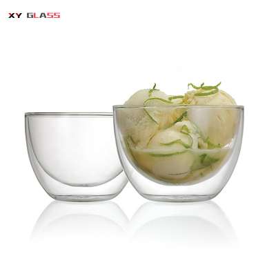 Christmas Gift Classical Customized Double Wall Glass Soup Icecream Salad Bowl