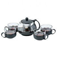 Promotion Heat Resistant Glass Coffee Tea Set With Tea And Coffee Cup